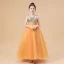 Fashion Orange Birthday Flower Girl Dresses 2021 Ball Gown Scoop Neck Sleeveless Sequins Floor-Length / Long Ruffle
