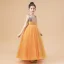 Fashion Orange Birthday Flower Girl Dresses 2021 Ball Gown Scoop Neck Sleeveless Sequins Floor-Length / Long Ruffle