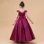 Modest / Simple Fuchsia Satin Birthday Flower Girl Dresses 2021 Ball Gown Scoop Neck Sleeveless Backless Bow Sash Floor-Length / Long Ruffle