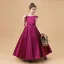 Modest / Simple Fuchsia Satin Birthday Flower Girl Dresses 2021 Ball Gown Scoop Neck Sleeveless Backless Bow Sash Floor-Length / Long Ruffle