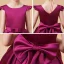Modest / Simple Fuchsia Satin Birthday Flower Girl Dresses 2021 Ball Gown Scoop Neck Sleeveless Backless Bow Sash Floor-Length / Long Ruffle