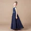 Chic / Beautiful Navy Blue Lace Birthday Flower Girl Dresses 2021 A-Line / Princess Scoop Neck Sleeveless Sash Floor-Length / Long Ruffle