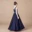 Chic / Beautiful Navy Blue Lace Birthday Flower Girl Dresses 2021 A-Line / Princess Scoop Neck Sleeveless Sash Floor-Length / Long Ruffle