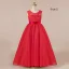 Chic / Beautiful Navy Blue Lace Birthday Flower Girl Dresses 2021 Ball Gown Scoop Neck Sleeveless Sash Floor-Length / Long Ruffle