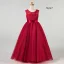 Chic / Beautiful Navy Blue Lace Birthday Flower Girl Dresses 2021 Ball Gown Scoop Neck Sleeveless Sash Floor-Length / Long Ruffle