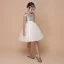 Fashion Champagne Birthday Flower Girl Dresses 2021 Ball Gown Scoop Neck Short Sleeve Sash Sequins Knee-Length Ruffle