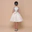 Fashion Champagne Birthday Flower Girl Dresses 2021 Ball Gown Scoop Neck Short Sleeve Sash Sequins Knee-Length Ruffle