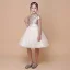 Fashion Champagne Birthday Flower Girl Dresses 2021 Ball Gown Scoop Neck Short Sleeve Sash Sequins Knee-Length Ruffle