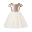 Fashion Champagne Birthday Flower Girl Dresses 2021 Ball Gown Scoop Neck Short Sleeve Sash Sequins Knee-Length Ruffle