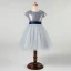 Fashion Champagne Birthday Flower Girl Dresses 2021 Ball Gown Scoop Neck Short Sleeve Sash Sequins Knee-Length Ruffle