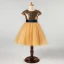 Fashion Champagne Birthday Flower Girl Dresses 2021 Ball Gown Scoop Neck Short Sleeve Sash Sequins Knee-Length Ruffle