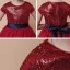 Fashion Champagne Birthday Flower Girl Dresses 2021 Ball Gown Scoop Neck Short Sleeve Sash Sequins Knee-Length Ruffle