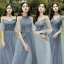 Abordable Océan Bleu Robe Demoiselle D'honneur 2021 Princesse Dos Nu Appliques En Dentelle Longue Volants