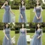 Abordable Océan Bleu Robe Demoiselle D'honneur 2021 Princesse Dos Nu Appliques En Dentelle Longue Volants