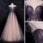 Illusion Druva Genomskinliga Dansande Balklänningar 2021 Prinsessa Urringning Ärmlös Beading Paljetter Glittriga / Glitter Tyll Långa Ruffle Halterneck