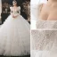 Vintage Champagner Hochzeits Brautkleider / Hochzeitskleider 2021 Ballkleid Eckiger Ausschnitt Abnehmbar Geschwollenes Lange Ärmel Rückenfreies Applikationen Spitze Perlenstickerei Kathedrale Schleppe Fallende Rüsche