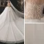 Illusion Champagne La Mariée Robe De Mariée 2021 Robe Boule Transparentes Encolure Dégagée Manches Courtes Dos Nu Paillettes Perlage Glitter Tulle Cathedral Train Volants