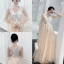 Style Victorien Bleu Ciel Dansant Robe De Bal 2021 Princesse Transparentes Encolure Dégagée Gonflée Manches Longues Appliques En Dentelle Perlage Faux Diamant Longue Volants Dos Nu Robe De Ceremonie