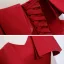 Modest / Simple Red Satin Prom Dresses 2021 A-Line / Princess Off-The-Shoulder Short Sleeve Floor-Length / Long Backless Ruffle Formal Dresses