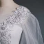 Victorian Style Grey See-through Dancing Prom Dresses 2021 Ball Gown Scoop Neck Puffy Long Sleeve Appliques Lace Sequins Beading Floor-Length / Long Ruffle Backless Formal Dresses