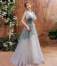 Elegant Grey Dancing Prom Dresses 2021 A-Line / Princess Spaghetti Straps Sleeveless Sequins Beading Glitter Tulle Floor-Length / Long Ruffle Backless Formal Dresses