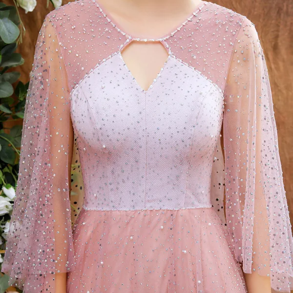 High-end Blushing Pink See-through Dancing Prom Dresses 2021 A-Line ...