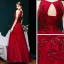 High-end Burgundy Dancing Prom Dresses 2021 A-Line / Princess Scoop Neck Sleeveless Appliques Lace Sequins Beading Glitter Tulle Floor-Length / Long Ruffle Backless Formal Dresses