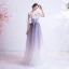 Chic / Beautiful Lavender Appliques Star Prom Dresses 2021 A-Line / Princess Spaghetti Straps Short Sleeve Glitter Tulle Floor-Length / Long Ruffle Backless Formal Dresses