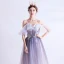 Chic / Beautiful Lavender Appliques Star Prom Dresses 2021 A-Line / Princess Spaghetti Straps Short Sleeve Glitter Tulle Floor-Length / Long Ruffle Backless Formal Dresses