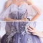 Chic / Beautiful Lavender Appliques Star Prom Dresses 2021 A-Line / Princess Spaghetti Straps Short Sleeve Glitter Tulle Floor-Length / Long Ruffle Backless Formal Dresses