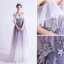 Chic / Beautiful Lavender Appliques Star Prom Dresses 2021 A-Line / Princess Spaghetti Straps Short Sleeve Glitter Tulle Floor-Length / Long Ruffle Backless Formal Dresses