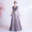 Bling Bling Grape Dansant Robe De Bal 2021 Princesse Col v profond Sans Manches Glitter Appliques Paillettes Longue Volants Dos Nu Robe De Ceremonie