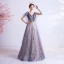 Bling Bling Grape Dansant Robe De Bal 2021 Princesse Col v profond Sans Manches Glitter Appliques Paillettes Longue Volants Dos Nu Robe De Ceremonie
