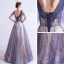 Bling Bling Grape Dansant Robe De Bal 2021 Princesse Col v profond Sans Manches Glitter Appliques Paillettes Longue Volants Dos Nu Robe De Ceremonie