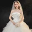 High-end Ivory Organza Bridal Wedding Dresses 2021 Ball Gown Strapless Sleeveless Backless Appliques Lace Sequins Beading Cathedral Train Ruffle