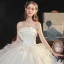 High-end Ivory Organza Bridal Wedding Dresses 2021 Ball Gown Strapless Sleeveless Backless Appliques Lace Sequins Beading Cathedral Train Ruffle
