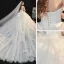 High-end Ivory Organza Bridal Wedding Dresses 2021 Ball Gown Strapless Sleeveless Backless Appliques Lace Sequins Beading Cathedral Train Ruffle