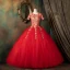 Vintage / Retro Fuchsia Dancing Prom Dresses 2021 Ball Gown Scoop Neck Short Sleeve Appliques Lace Beading Pearl Floor-Length / Long Ruffle Backless Formal Dresses
