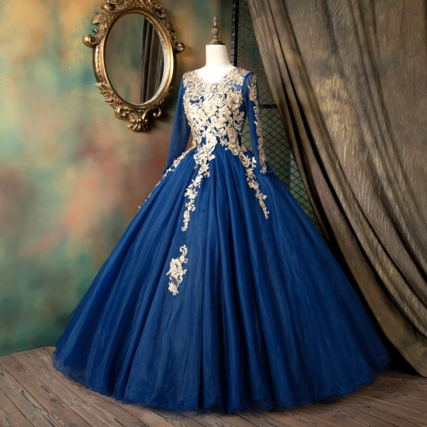 formal navy blue and gold dress Colette CL5105 Prom Dress - Red