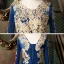 Classique Bleu Marine Dansant Robe De Bal 2021 Robe Boule Encolure Dégagée Manches Longues Appliques En Dentelle Perlage Perle Paillettes Longue Volants Dos Nu Robe De Ceremonie
