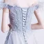Élégant Gris Robe De Bal 2021 Princesse De l'épaule Manches Courtes Appliques Paillettes Perlage Glitter Tulle Train De Balayage Volants Dos Nu Robe De Ceremonie