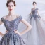 Sparkly Silver Dancing Prom Dresses 2021 A-Line / Princess Off-The-Shoulder Short Sleeve Sequins Glitter Tulle Floor-Length / Long Ruffle Backless Formal Dresses