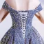 Sparkly Silver Dancing Prom Dresses 2021 A-Line / Princess Off-The-Shoulder Short Sleeve Sequins Glitter Tulle Floor-Length / Long Ruffle Backless Formal Dresses