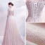 Élégant Rougissant Rose Robe De Bal 2021 Princesse De l'épaule Manches Courtes Appliques Paillettes Perlage Glitter Tulle Train De Balayage Volants Dos Nu Robe De Ceremonie