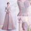 Élégant Rougissant Rose Robe De Bal 2021 Princesse De l'épaule Manches Courtes Appliques Paillettes Perlage Glitter Tulle Train De Balayage Volants Dos Nu Robe De Ceremonie