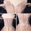 Fashion Champagne Prom Dresses 2021 A-Line / Princess Off-The-Shoulder Short Sleeve Appliques Lace Beading Glitter Tulle Sweep Train Ruffle Backless Formal Dresses