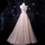 Élégant Rougissant Rose Robe De Bal 2021 Princesse Bustier Sans Manches Appliques En Dentelle Perlage Glitter Tulle Train De Balayage Volants Dos Nu Robe De Ceremonie