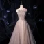 Élégant Rougissant Rose Robe De Bal 2021 Princesse Bustier Sans Manches Appliques En Dentelle Perlage Glitter Tulle Train De Balayage Volants Dos Nu Robe De Ceremonie