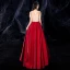 Two Tone Gold Red Velour Dancing Prom Dresses 2021 A-Line / Princess See-through V-Neck Sleeveless Beading Tassel Rhinestone Floor-Length / Long Ruffle Backless Formal Dresses