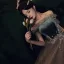 Two Tone Green Prom Dresses 2021 A-Line / Princess Off-The-Shoulder Short Sleeve Beading Glitter Tulle Sweep Train Ruffle Backless Formal Dresses